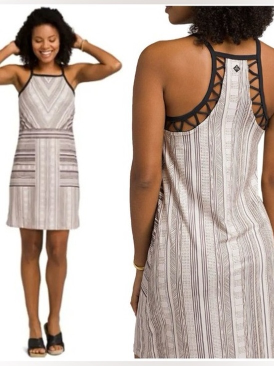 Prana Dresses & Skirts - Prana Ardor Pebble Samba Halter Racerback Athletic Dress Hiking Outdoor Sz L